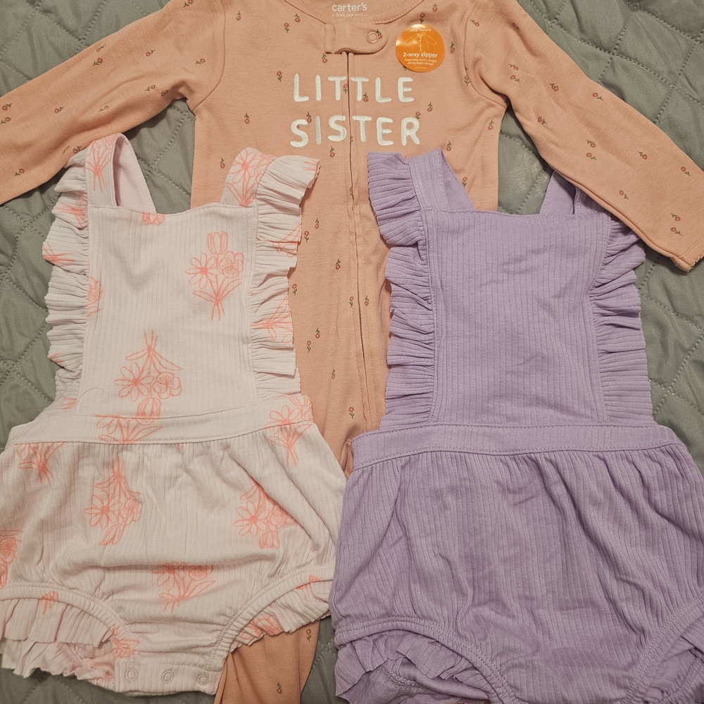 Carter's Little Sister Onesie and Ruffle Rompers Set